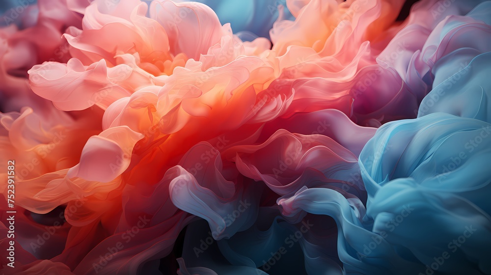 Coral pink and cosmic teal liquids collide, producing a dazzling burst of energy that forms mesmerizing abstract patterns in the air. HD camera captures the intense collision with precision