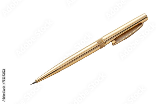golden ballpoint pen isolated on Transparent/white background 