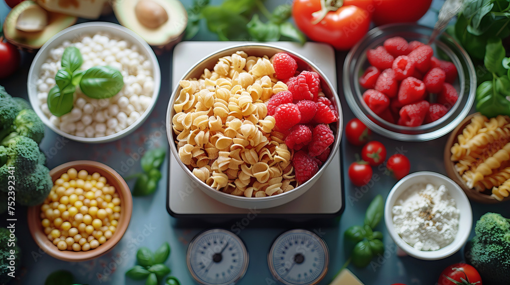 A set of products consisting of vegetables and fruits for preparing dietary and balanced meals. Concept: timed nutrition, healthy food, low-calorie diet. Copy space banner A set of products consisting of vegetables and fruits for preparing dietary and balanced meals. Concept: timed nutrition, healthy food, low-calorie diet. Copy space banner
