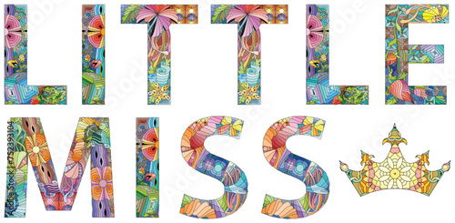 Words LITTLE BROTHER. Vector decorative zentangle object for decoration
