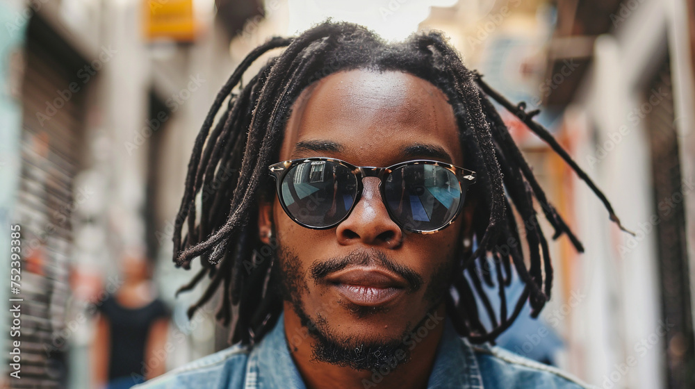 Portrait of the man with braids. 