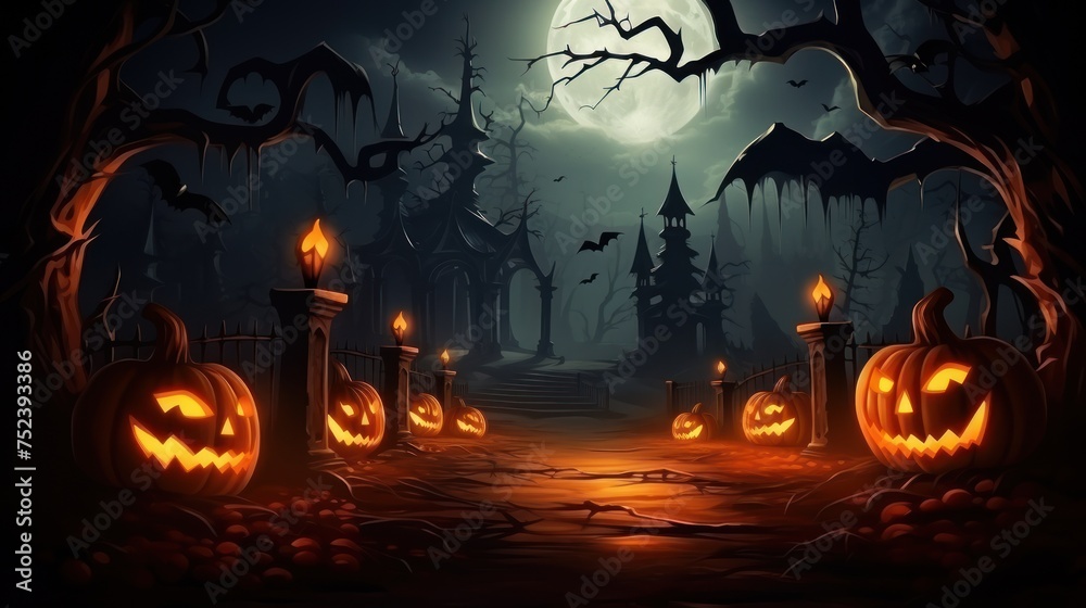 Ghastly Halloween Background with Plenty of Copy Space