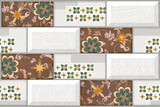 Seamless tileable background pattern with floral motifs in brown tones