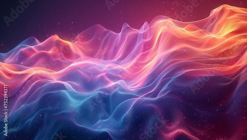 Celestial neon glow and astral waves dominate this abstract composition, hinting at cosmic exploration and the unknown