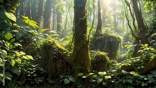 Fototapeta Naklejka Na Ścianę i Meble -  Deep jungle with morning fog