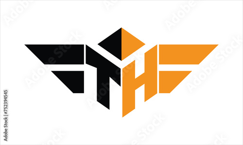 TH initial letter falcon icon gaming logo design vector template. batman logo, sports logo, monogram, polygon, war game, symbol, playing logo, abstract, fighting, typography, icon, minimal, wings logo