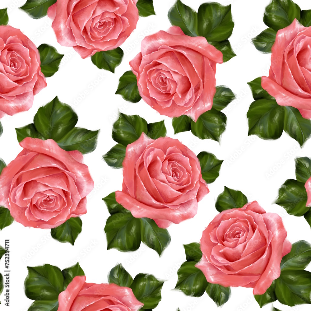 Roses seamless pattern background. Romantic fabric design. Roses seamless pattern background. Romantic fabric design.