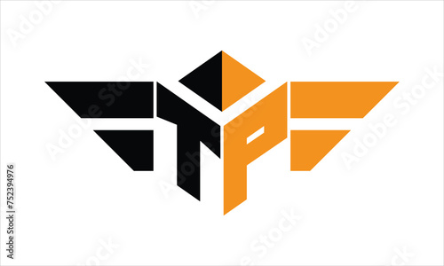 TP initial letter falcon icon gaming logo design vector template. batman logo, sports logo, monogram, polygon, war game, symbol, playing logo, abstract, fighting, typography, icon, minimal, wings logo