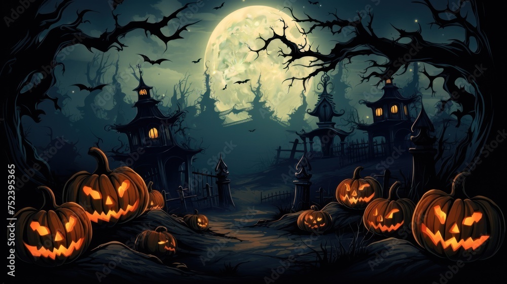 Haunted Halloween Background with Space for Inserting Text Haunted Halloween Background with Space for Inserting Text