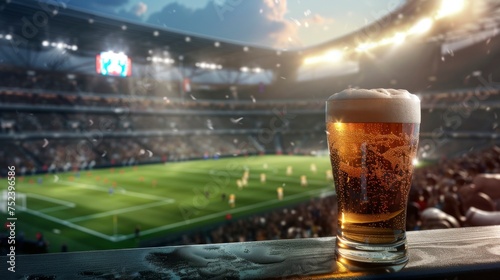 glass of cold beer in a stadium