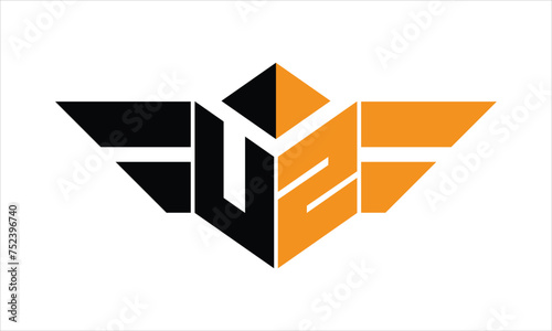 UZ initial letter falcon icon gaming logo design vector template. batman logo, sports logo, monogram, polygon, war game, symbol, playing logo, abstract, fighting, typography, icon, minimal, wings logo