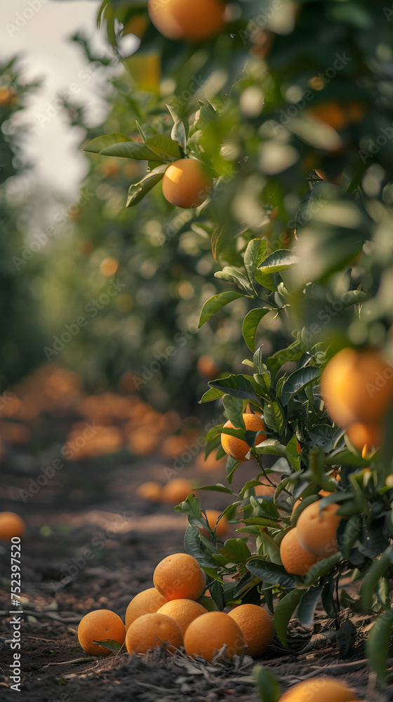 oranges on the orange tree in the middle of nature