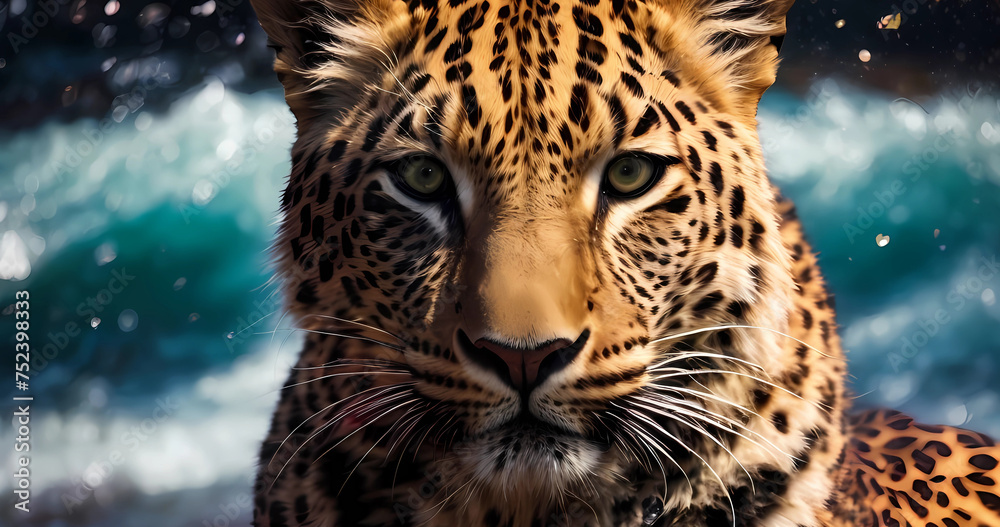 Obraz premium Elegant realistic cinematic wild leopard wallpaper