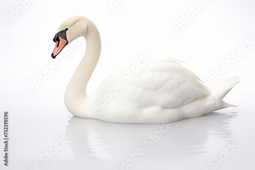 White Swan, Graceful Elegance: Serene Reflections in the Calm Isolated Lake