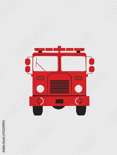 Cute simple screen print style fire engine emergency service vintage vehicle. Child poster Wall art