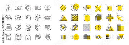 Set of Copyright protection, Signature and Feedback icons. Design shape elements. Copywriting book line icons. Typewriter, Idea and message copywriting. Vector