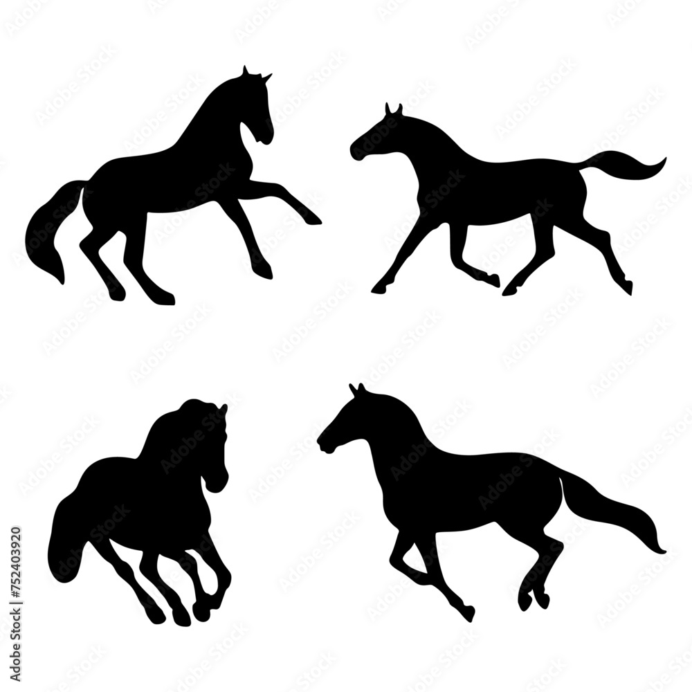 horse silhouettes set