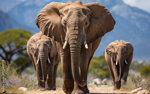 Elephants in the Etosha National Park, Namibia