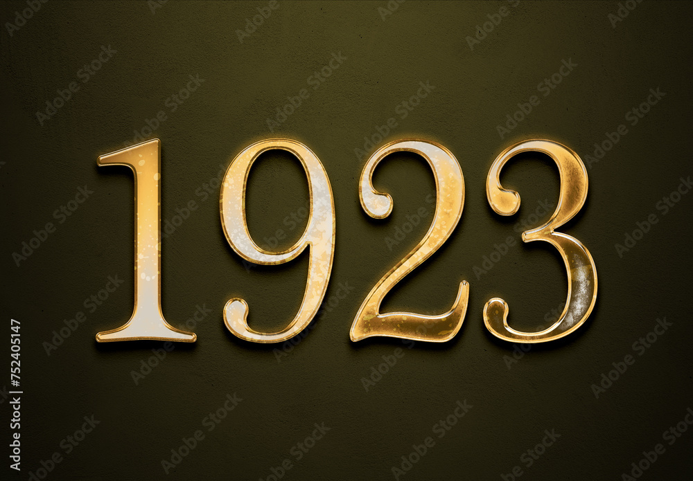 Old gold effect of year 1923 with 3D glossy style Mockup. Old gold effect of year 1923 with 3D glossy style Mockup.