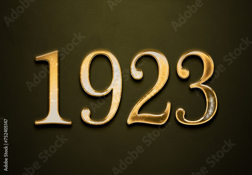 Old gold effect of year 1923 with 3D glossy style Mockup. 