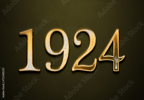 Old gold effect of year 1924 with 3D glossy style Mockup. 