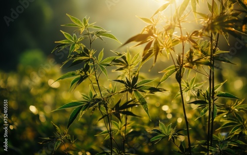 Cannabis Plantation in the Sunlight. Cannabis Growing.