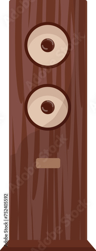 Wooden stereo speaker icon cartoon vector. Audio home club. Power electronic