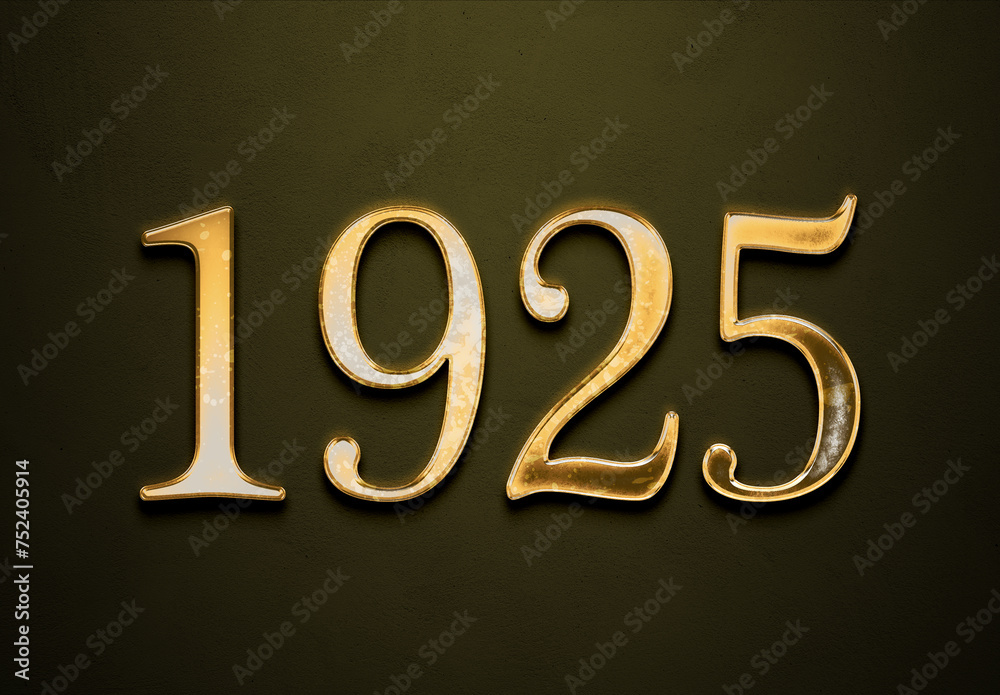Old gold effect of year 1925 with 3D glossy style Mockup.	