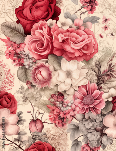 Seamless image. Floral Harmony  Pattern of Flowers  Perfect for Creative Decoupage and Craft Art