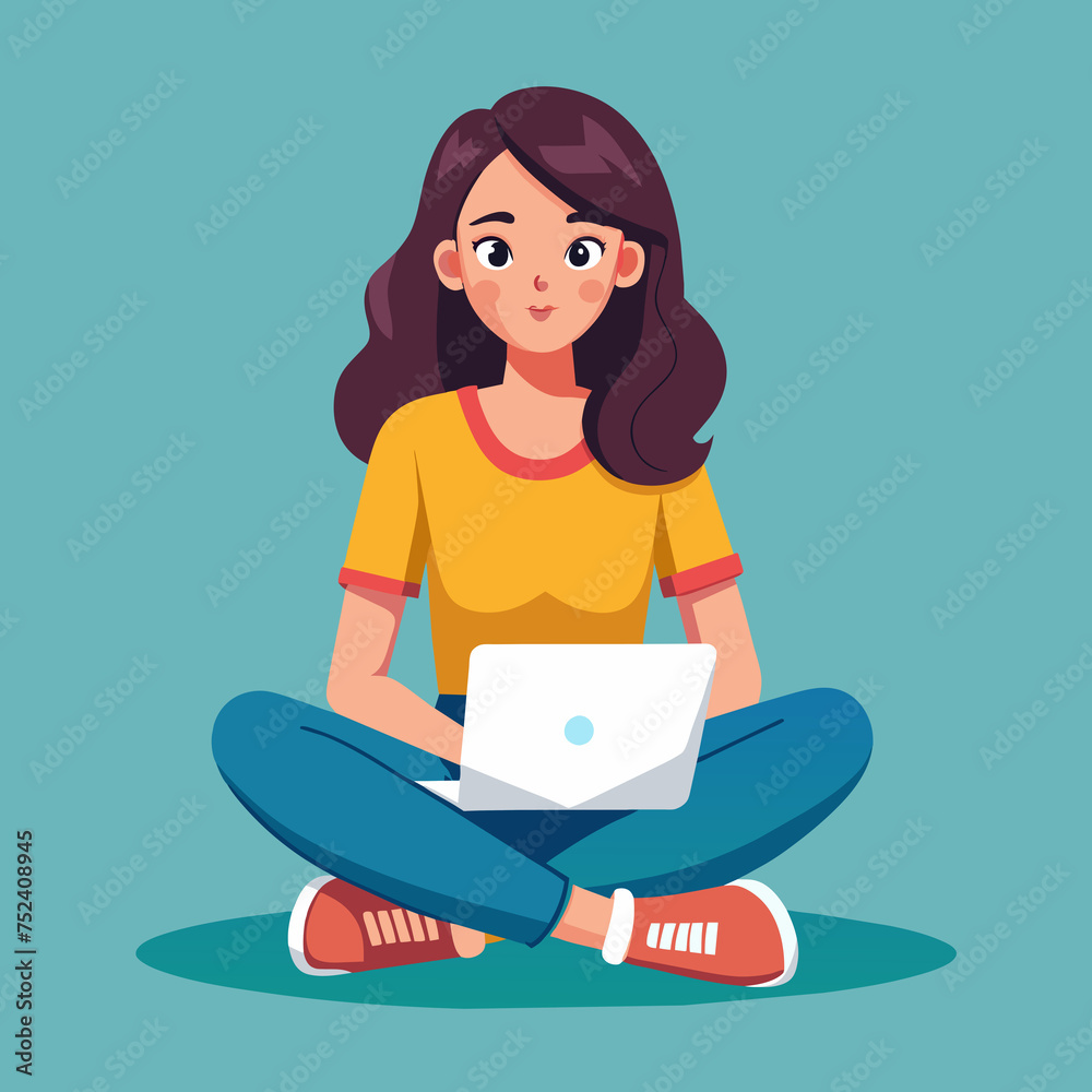 Young good looking woman using laptop and work Young good looking woman using laptop and work