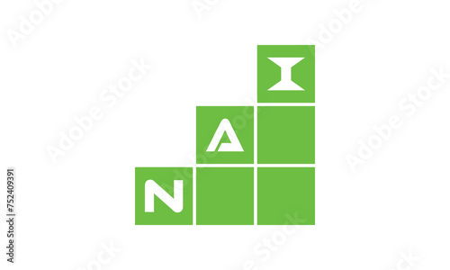 NAI initial letter financial logo design vector template. economics, growth, meter, range,  profit, loan, graph, finance, benefits, economic, increase, arrow up, grade, grew up, topper, company, scale