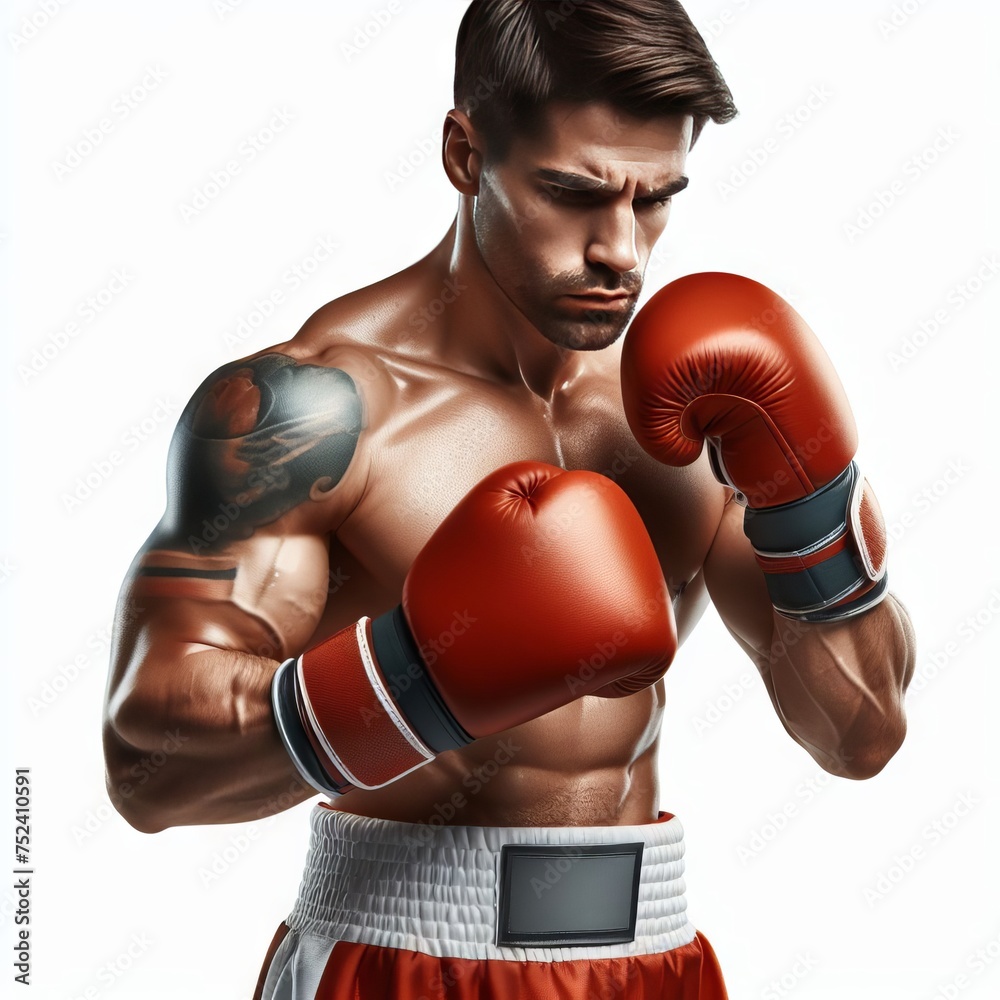 portrait of a young boxer  with gloves