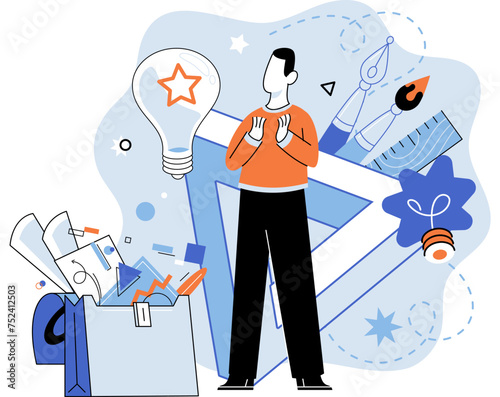 Creative idea vector illustration. A positive attitude towards creativity fuels innovation and drives business growth The synergy between business and creativity leads to unique ideas and solutions