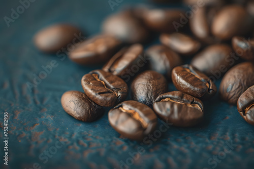 A pile of roasted brown coffee beans isolated on white
