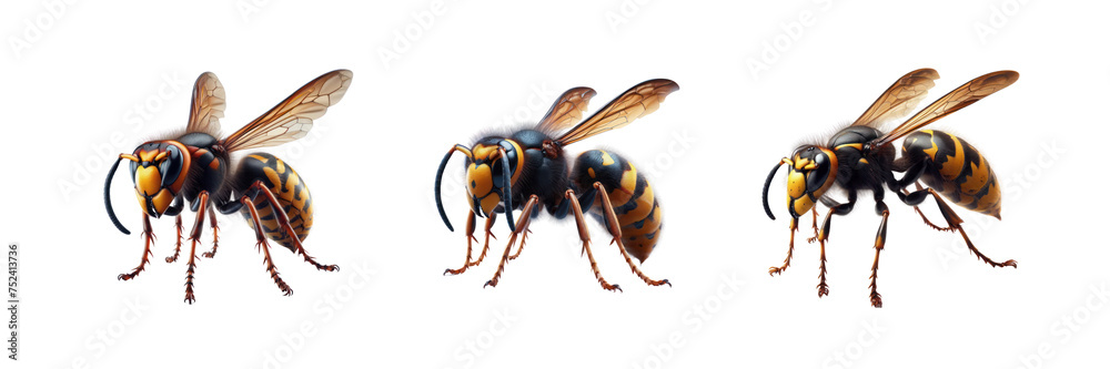 Set of hornets, illustration, isolated over on transparent white background Set of hornets, illustration, isolated over on transparent white background