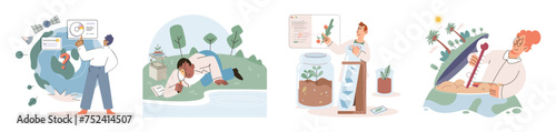 Earth care. Vector illustration. Saving planet necessitates urgent actions to reduce our ecological footprint Environmental awareness empowers individuals to make positive impact Protecting Earth