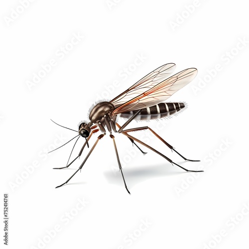 close up side view of mosquito, isolated on transparent background
