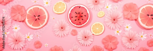 Natural grapefruit on pink background photo