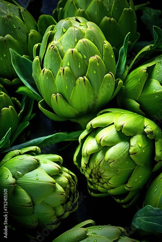 Fresh Green Artichokes Background