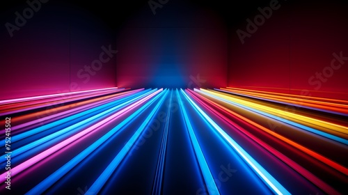 Neon Lights, abstract background with colorful spectrum. Bright neon rays and glowing lines.