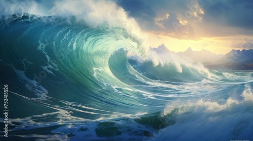 Close-Up of Large Ocean Wave in Morning Light