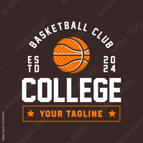 Basketball vintage logo vector isolated. Basketball logo with shield background vector design 