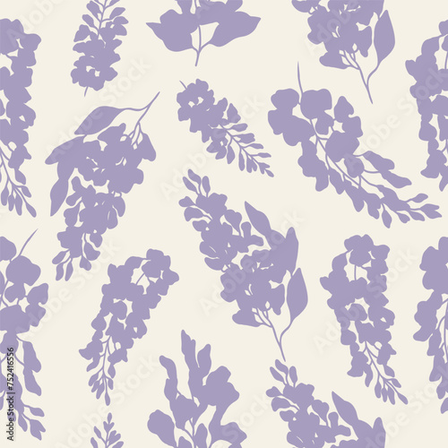 Flat vector wisteria flower seamless pattern