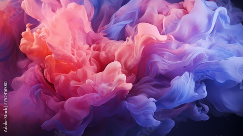 Liquids in shades of rose and electric blue collide, generating a spectacular burst of energy that paints the air with vibrant abstract patterns. HD camera captures the intense