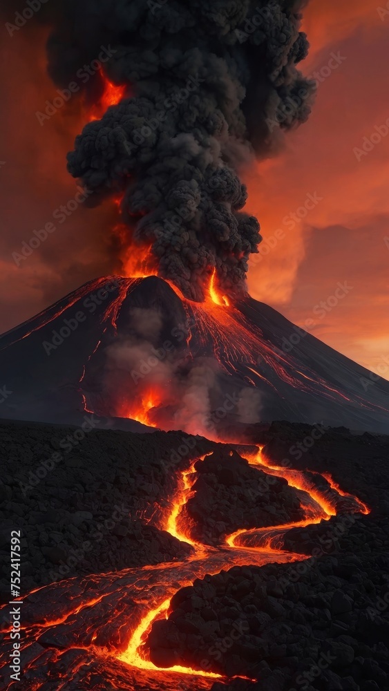 burning volcano