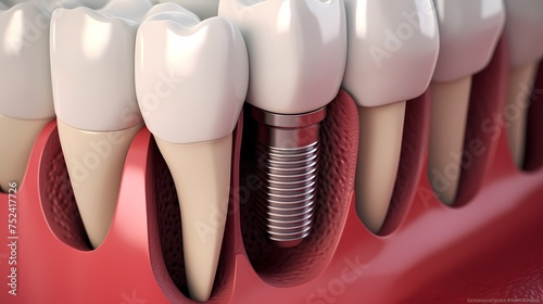 Dental implantation teeth with implant screw.