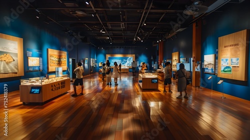 Exhibition Hall Filled with Lively Coastal Landscape Exhibits