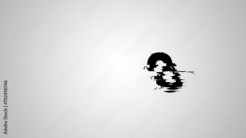 Countdown number from 5 to 0. Digital glitch distortion effect five to ...