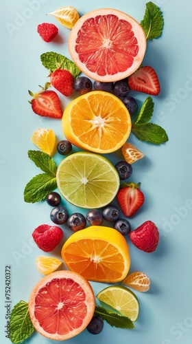 A collection of various fruits formed into a pyramid shape  showcasing a colorful and organized display.