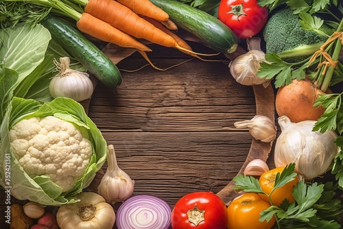 Vibrant assortment of veggies, including carrot, garlic, kohlrabi, and cucumber